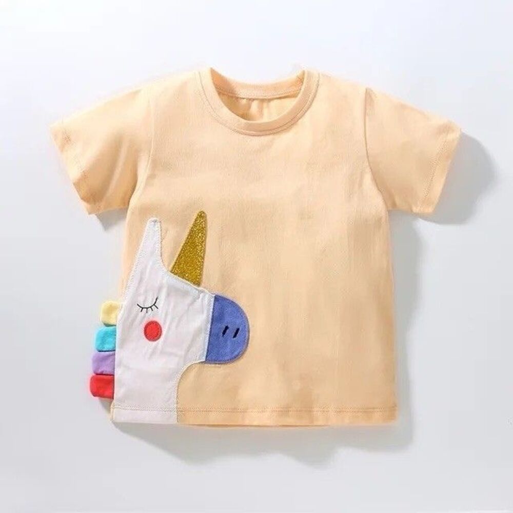Los Angeles Boutique Toddler Girls Unicorn Glitter 3D Applique Casual T-Shirt 4T